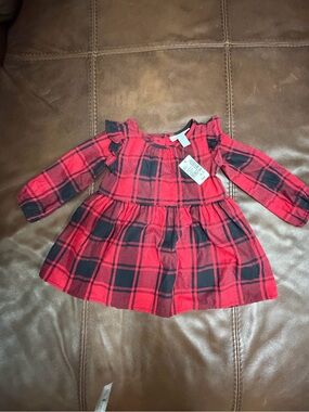 The Children's Place NWT Red & Black Plaid Ruffle Shoulder Dress holiday.   #257